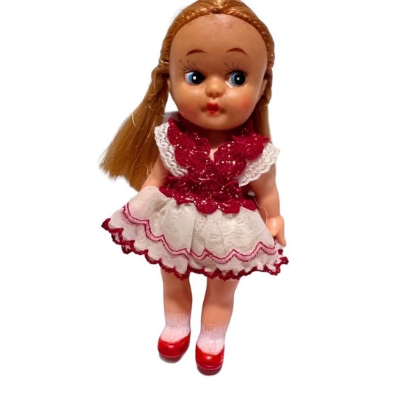 Side-Glancing Lot of 3 Posable 5" Dolls Japan Soft Rubber Painted Shoes/Socks - Picture 8 of 15